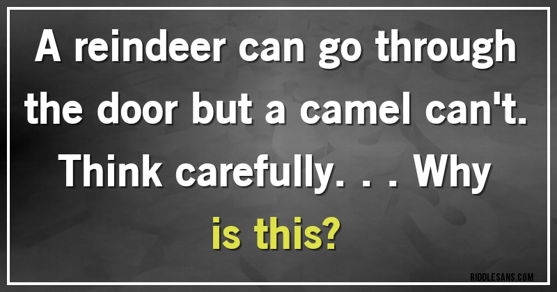 A reindeer can go through the door but a camel can't. Think carefully... Why is this?