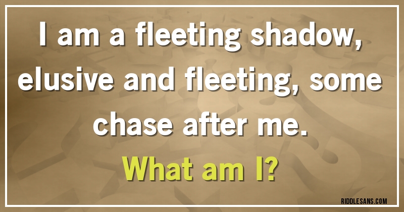 I am a fleeting shadow, elusive and fleeting, some chase after me.
What am I?