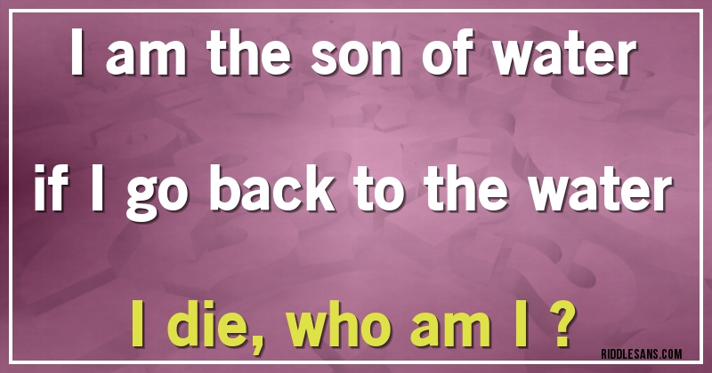 I am the son of water if I go back to the water I die,who am I ?