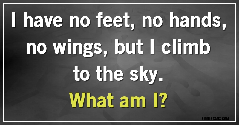 I have no feet, no hands, no wings, but I climb to the sky. 
What am I?
