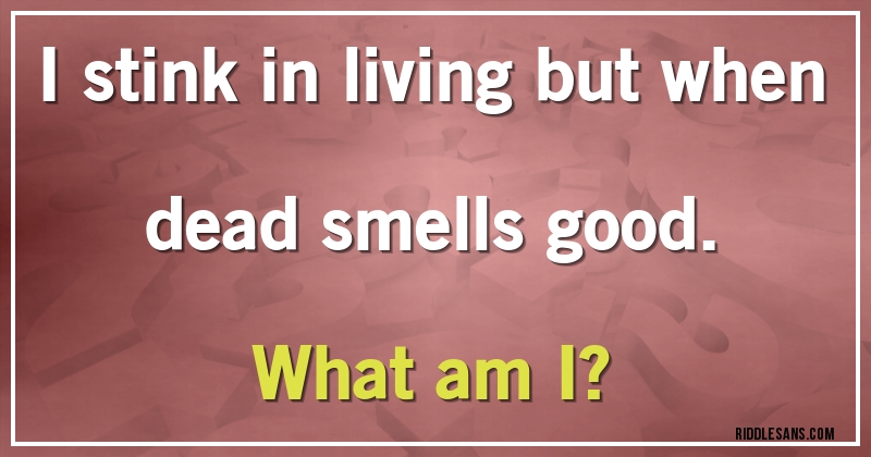 I stink in living but when dead smells good. 
What am I?