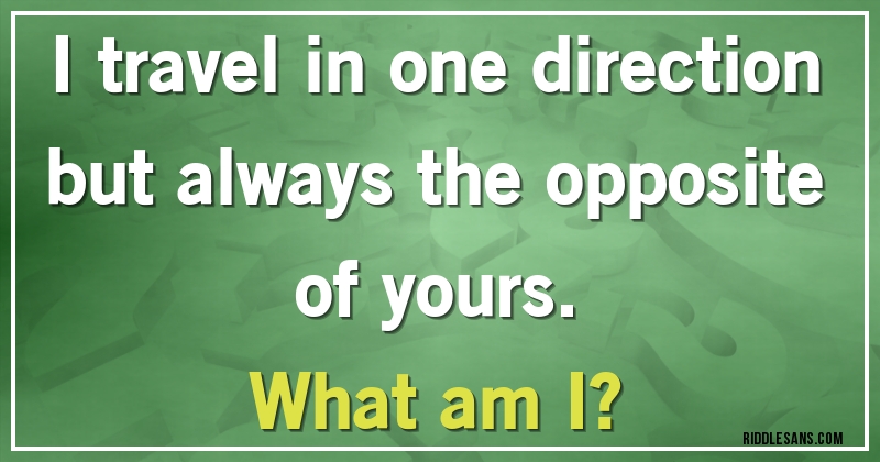 I travel in one direction but always the opposite of yours.
What am I?