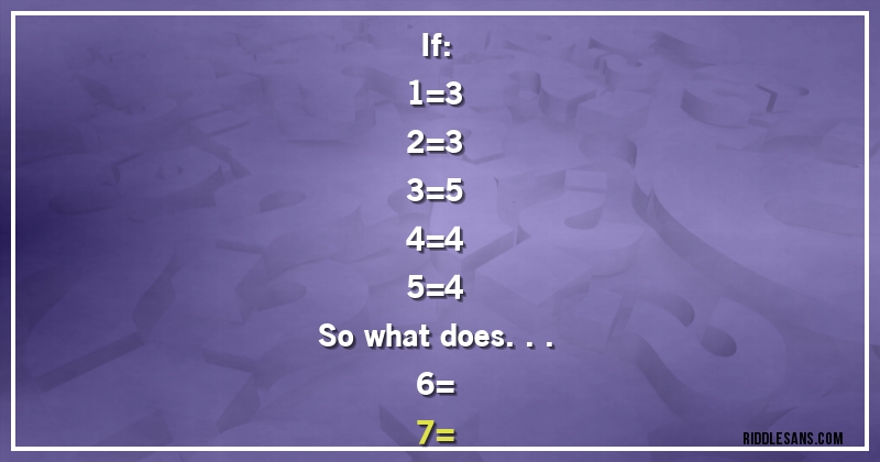 If:
1=3
2=3
3=5
4=4
5=4

So what does...

6=
7=