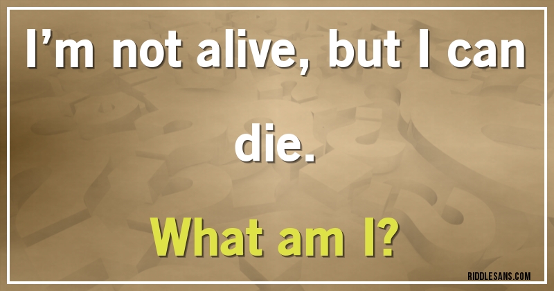 I’m not alive, but I can die. 
What am I?