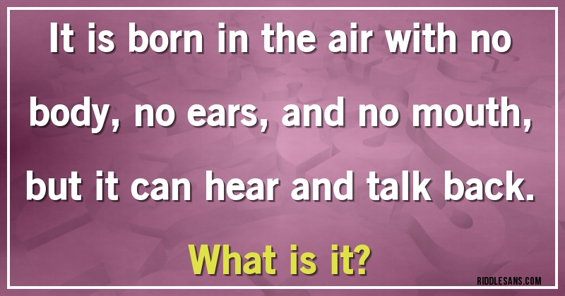 It is born in the air with no body, no ears, and no mouth, but it can hear and talk back. 
What is it?