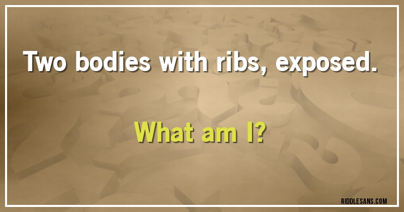 Two bodies with ribs, exposed. 
What am I?