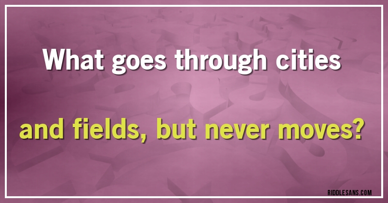 What goes through cities and fields, but never moves?