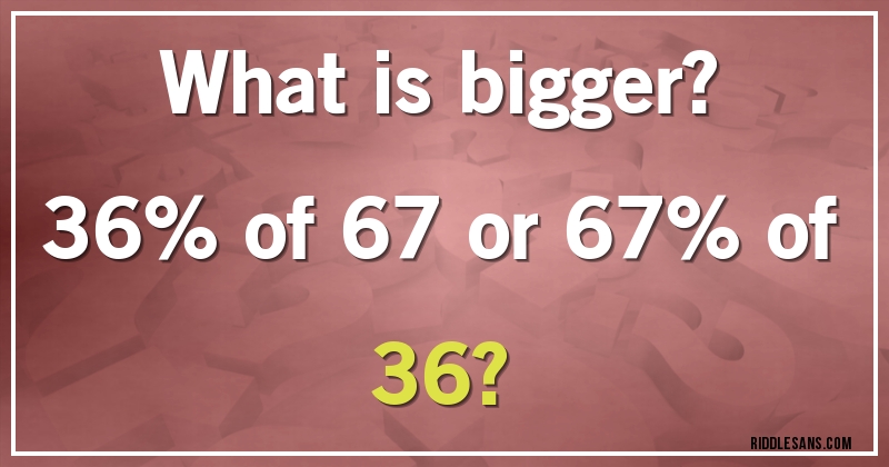 What is bigger? 
36% of 67 or 67% of 36?