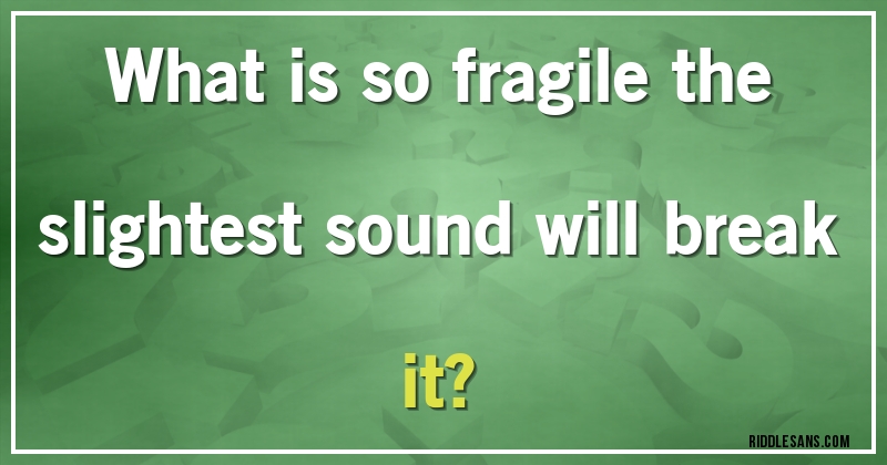 What is so fragile the slightest sound will break it?